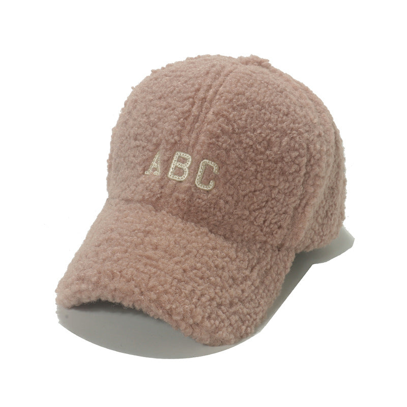 Wholesale Autumn and Winter ABC Letter Embroidery Lamb Wool Baseball Cap