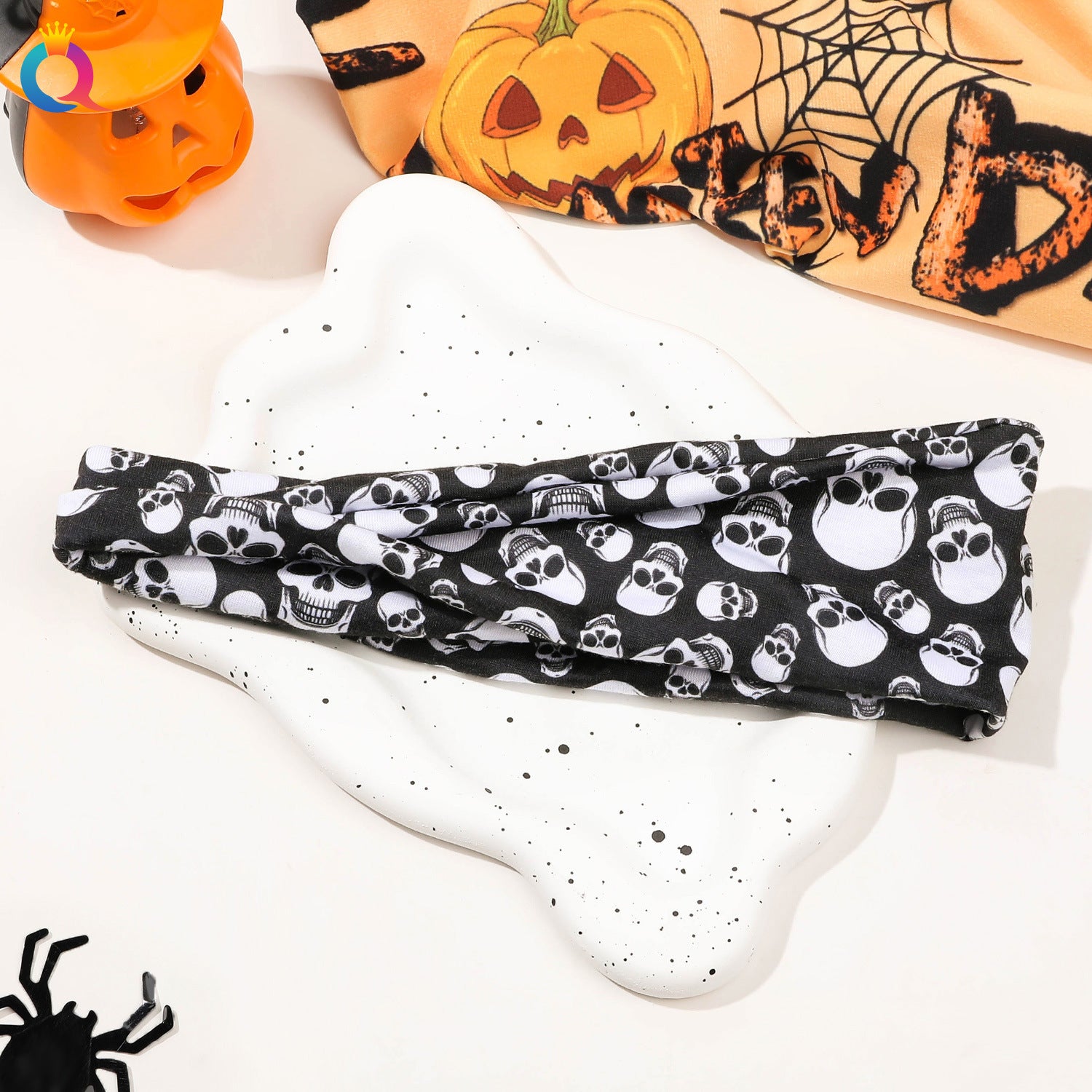 Wholesale Cross Border Halloween Skeleton Ghost Face Wash Hair Bands Scary Flat Cross Hair Ties