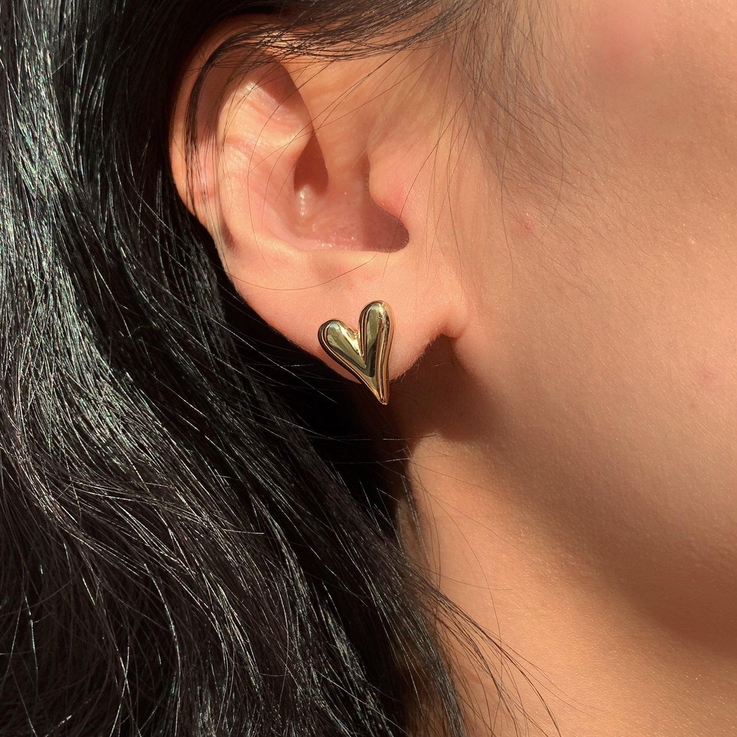 Wholesale 14K Gold Heart Shaped Stainless Steel Earrings