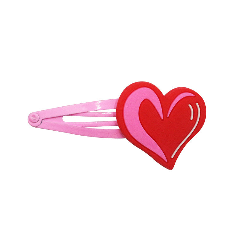 Wholesale Valentine's Day Children's Hairpin PVC Soft Glue Pink Hairpin