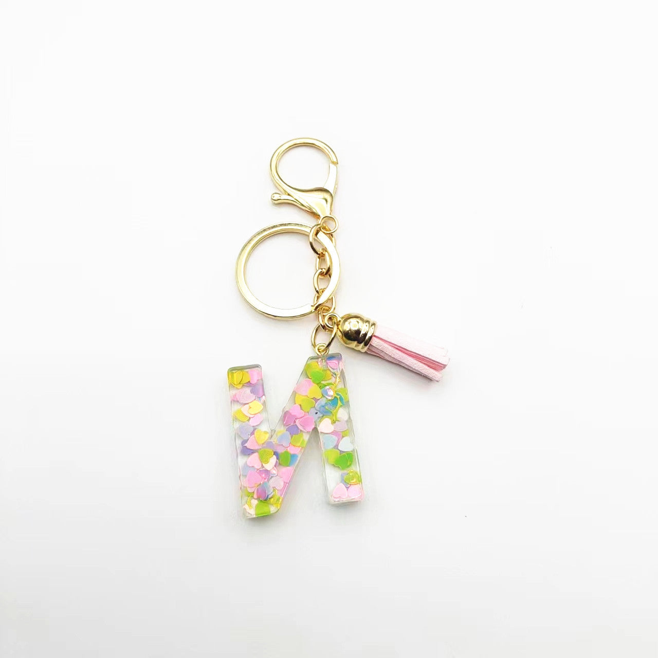 Llavero de letra acrílica de resina de barril de Tassel