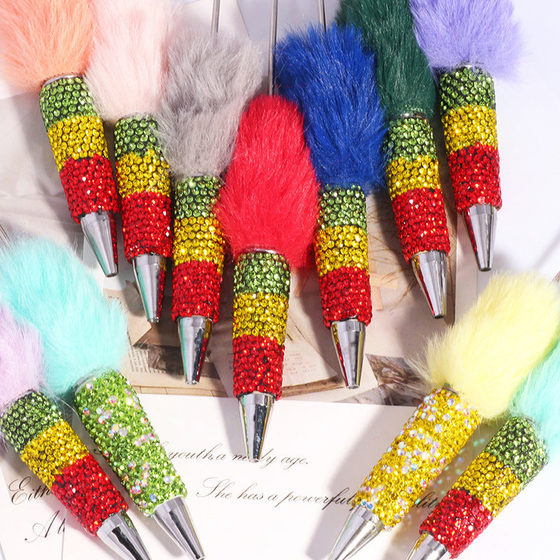 Wholesale 5pcs Multi colored plush rainbow beadable pens