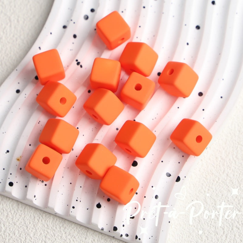 Wholesale 10pcs DIY Square Rubber Beads Macaron Color Square Beads