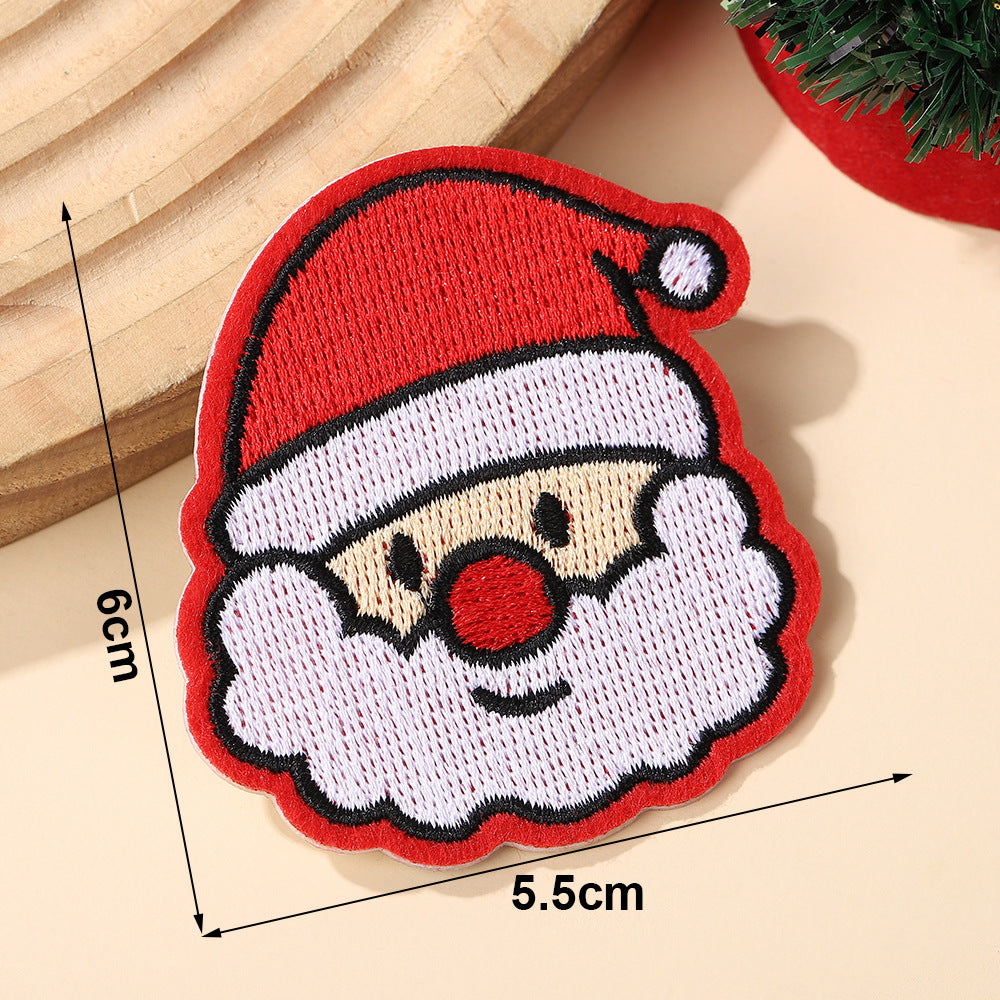Wholesale Christmas Bow Embroidered Self Adhesive Sticker Patch For Bags Clothing DIY Fashion Accessory Craft Supply