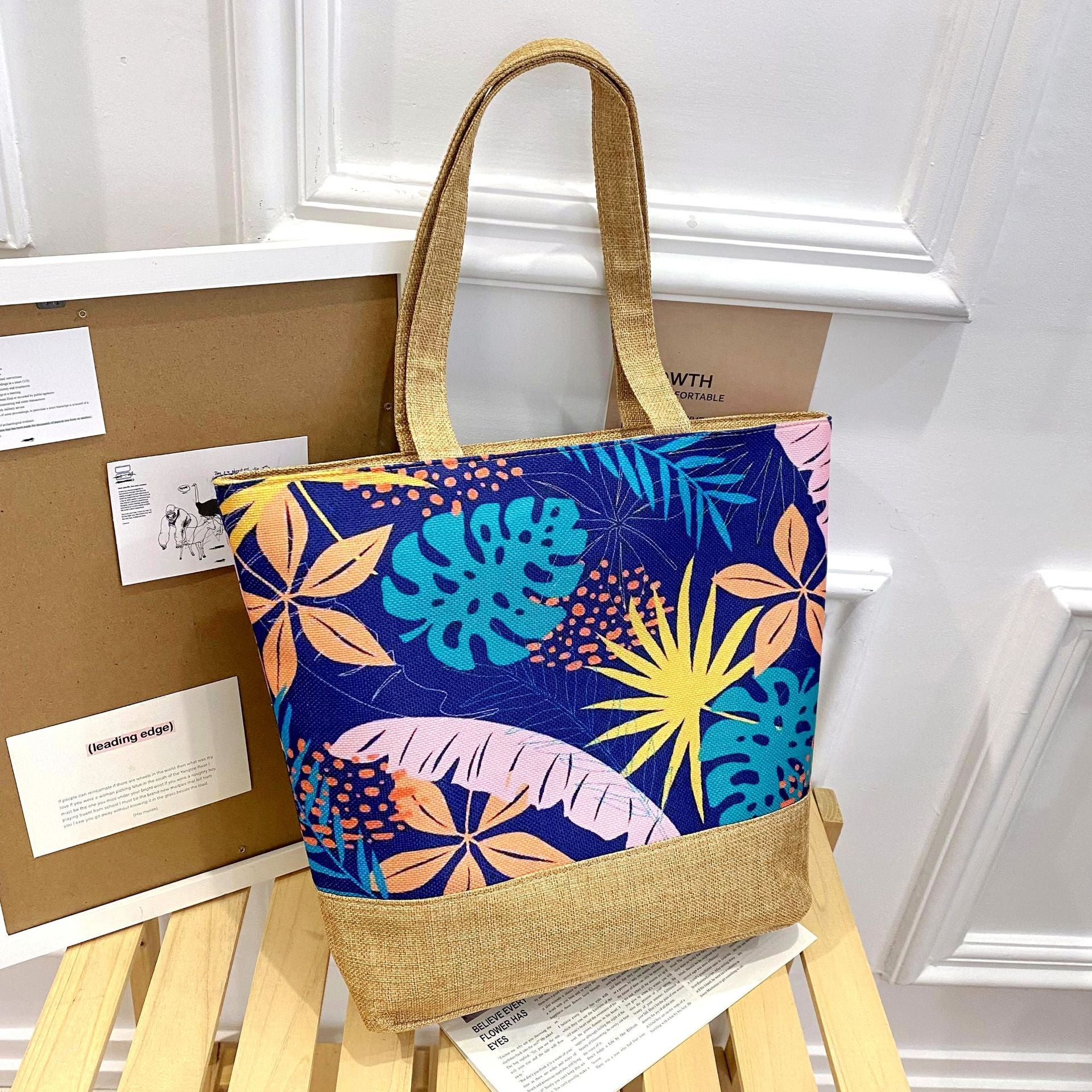 Bolsa de lona de flores de hoja al por mayor