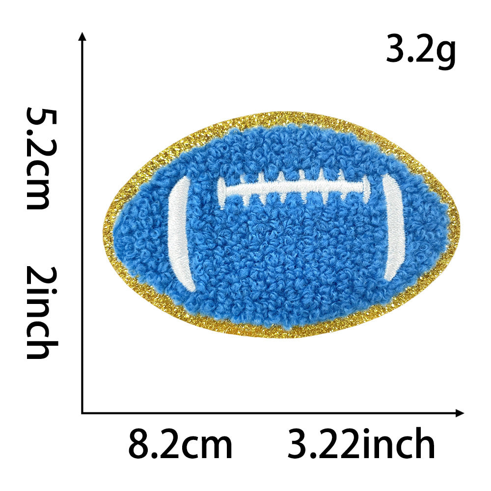 Wholesale Gold Edge Embroidery Patch Sports Ball Motif Rugby Baseball Basketball Volleyball Soccer Hot Melt Applique For Coat Party Home Decor