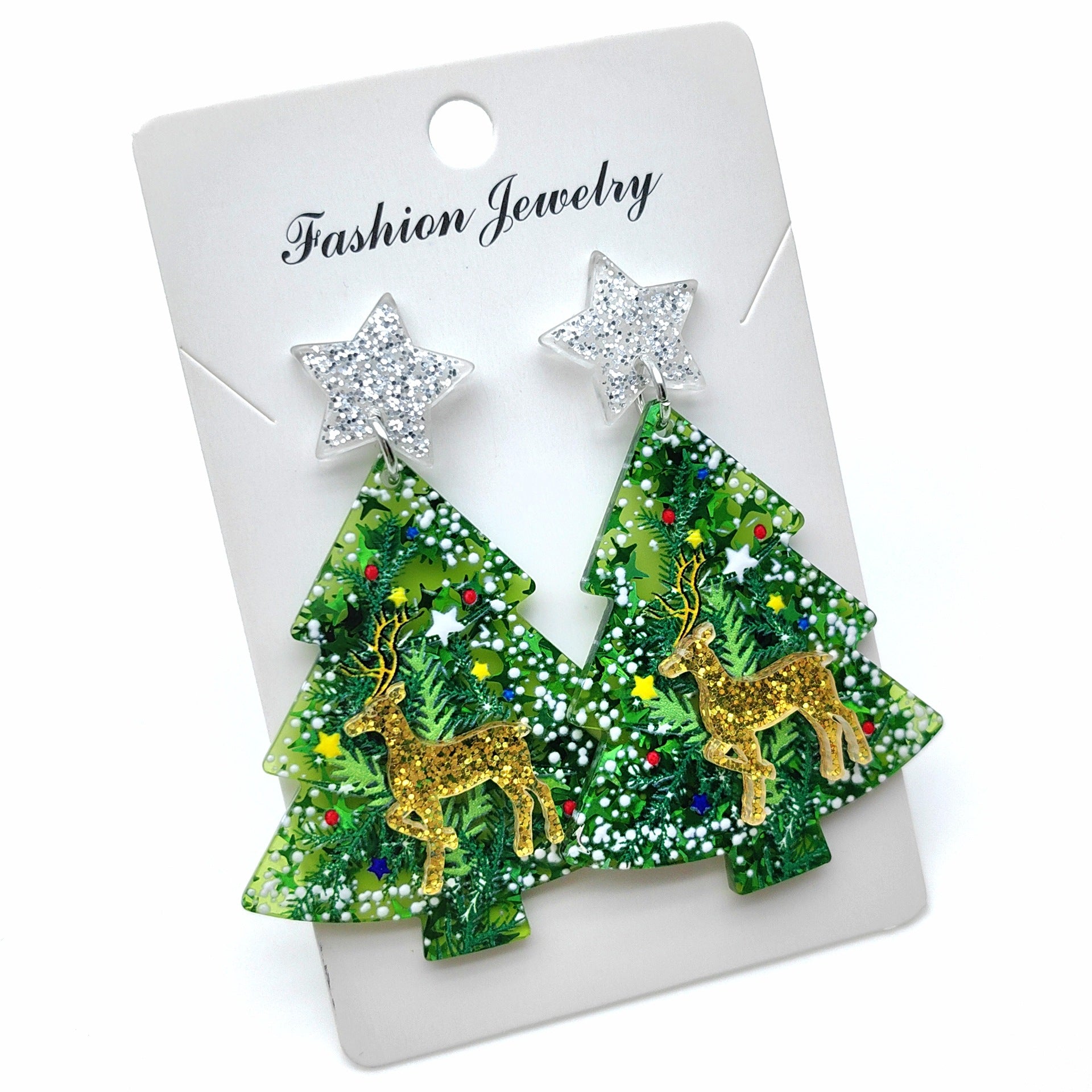 Wholesale 3pcs/pack Christmas tree bells bright color holiday party earrings