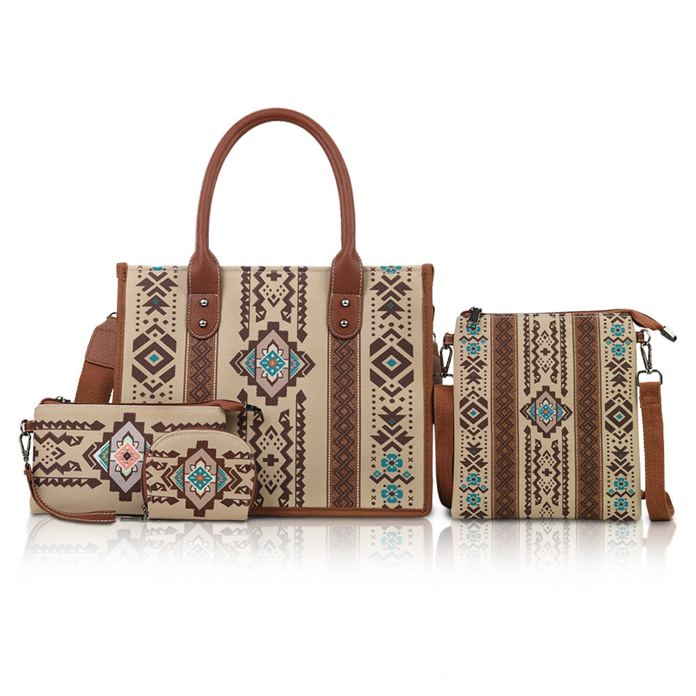 Wholesale Bohemian ethnic style mother-and-child tote bag four-piece set