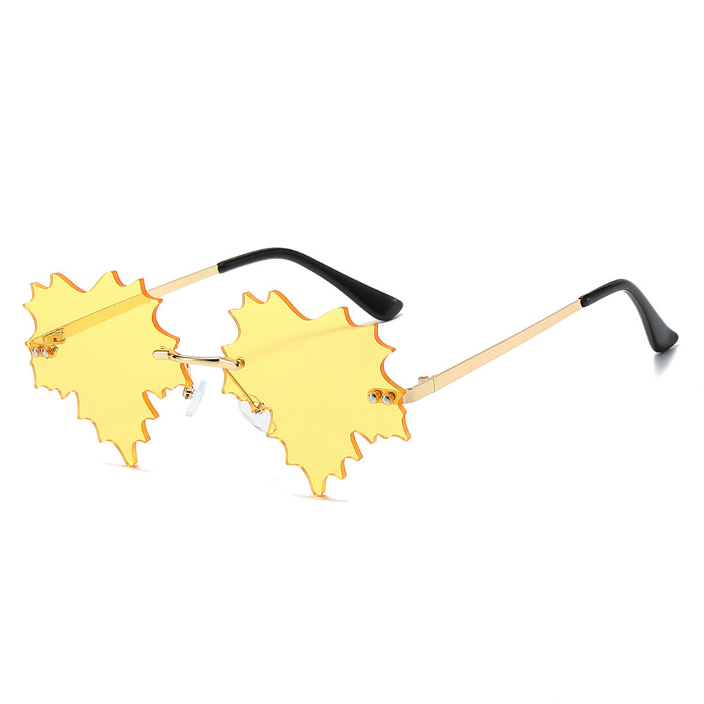 Wholesale Frameless Plant Maple Leaf Shape Fashion Sunglasses