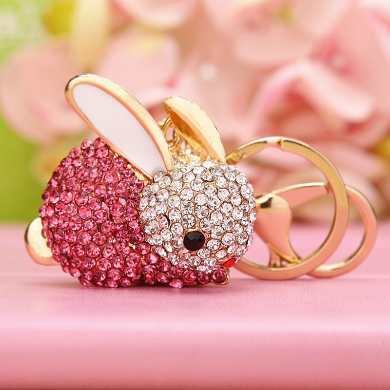 Wholesale Stylish Rhinestone Bear Keychain Car Key Accessory Bag Charm Champagne Zinc Alloy Wedding Gift For Resale