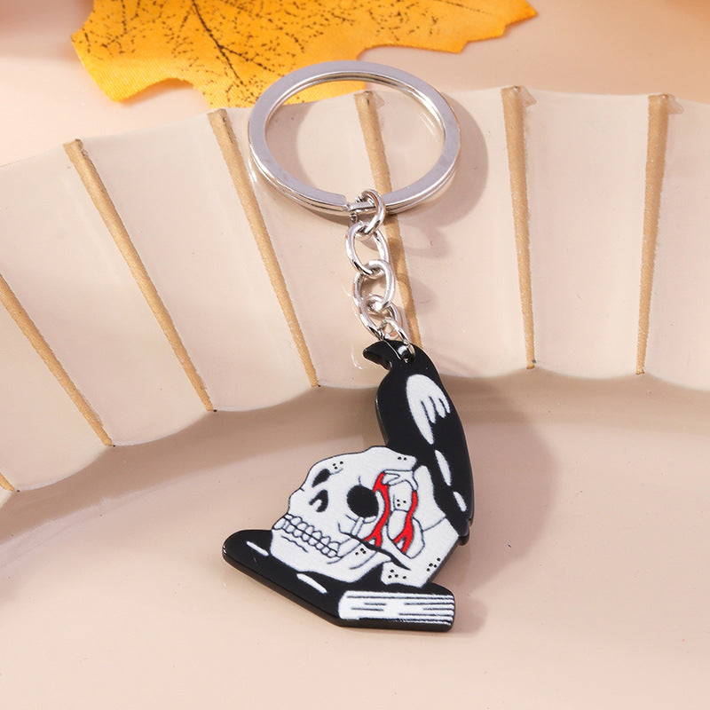 Wholesale Cartoon Demon Palm Skull Zinc Alloy Keychain