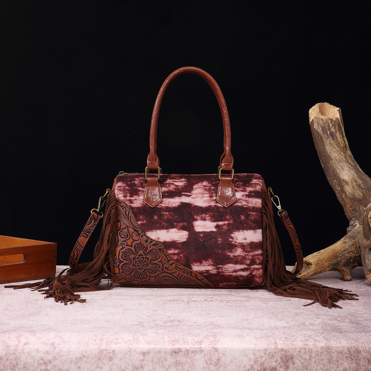 Wholesale Retro Cow Pattern Western Style Handbag Furry Velvet Crossbody Shoulder Bag