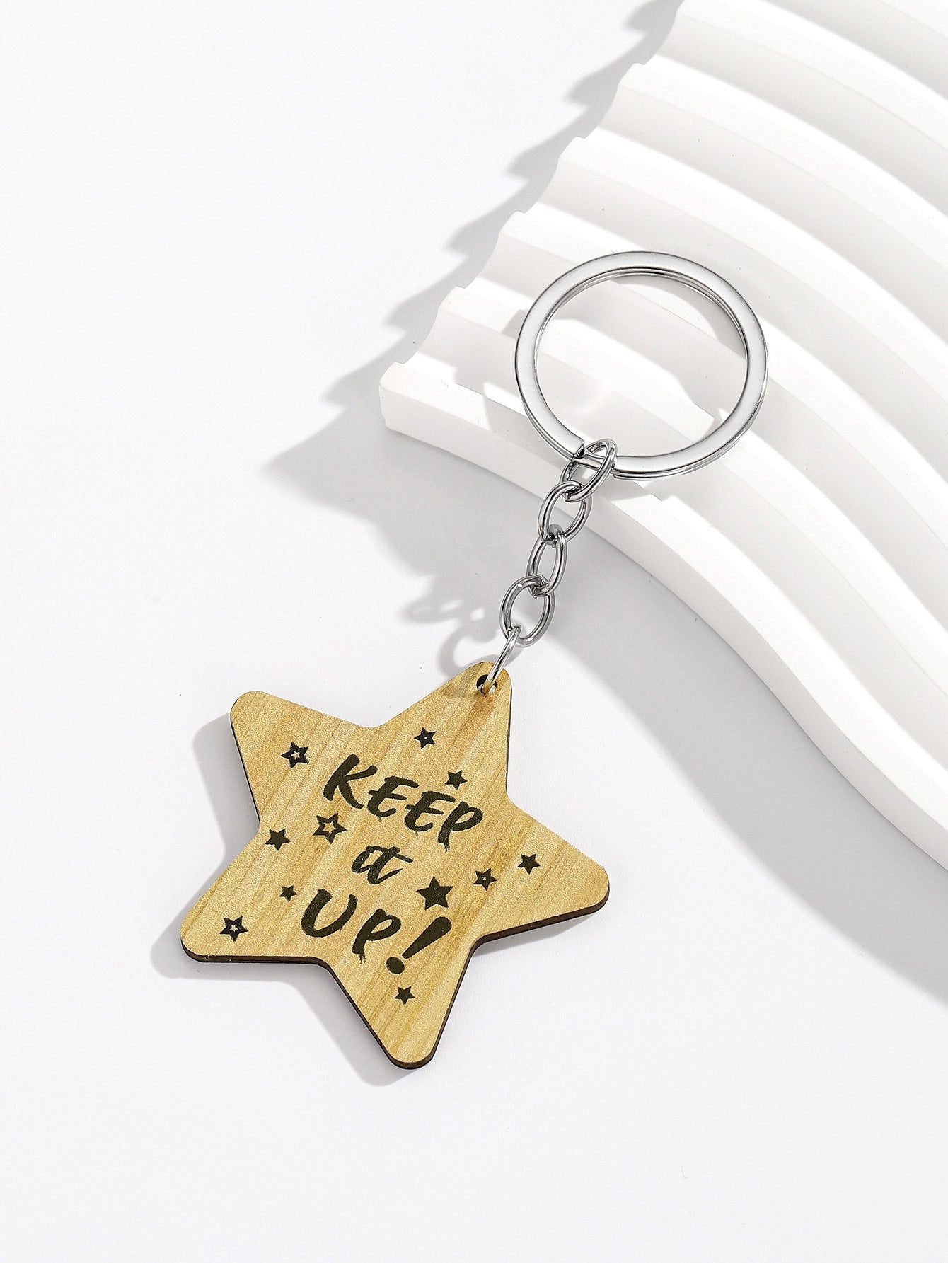 Wholesale English letter inspirational slogan Star Keychain