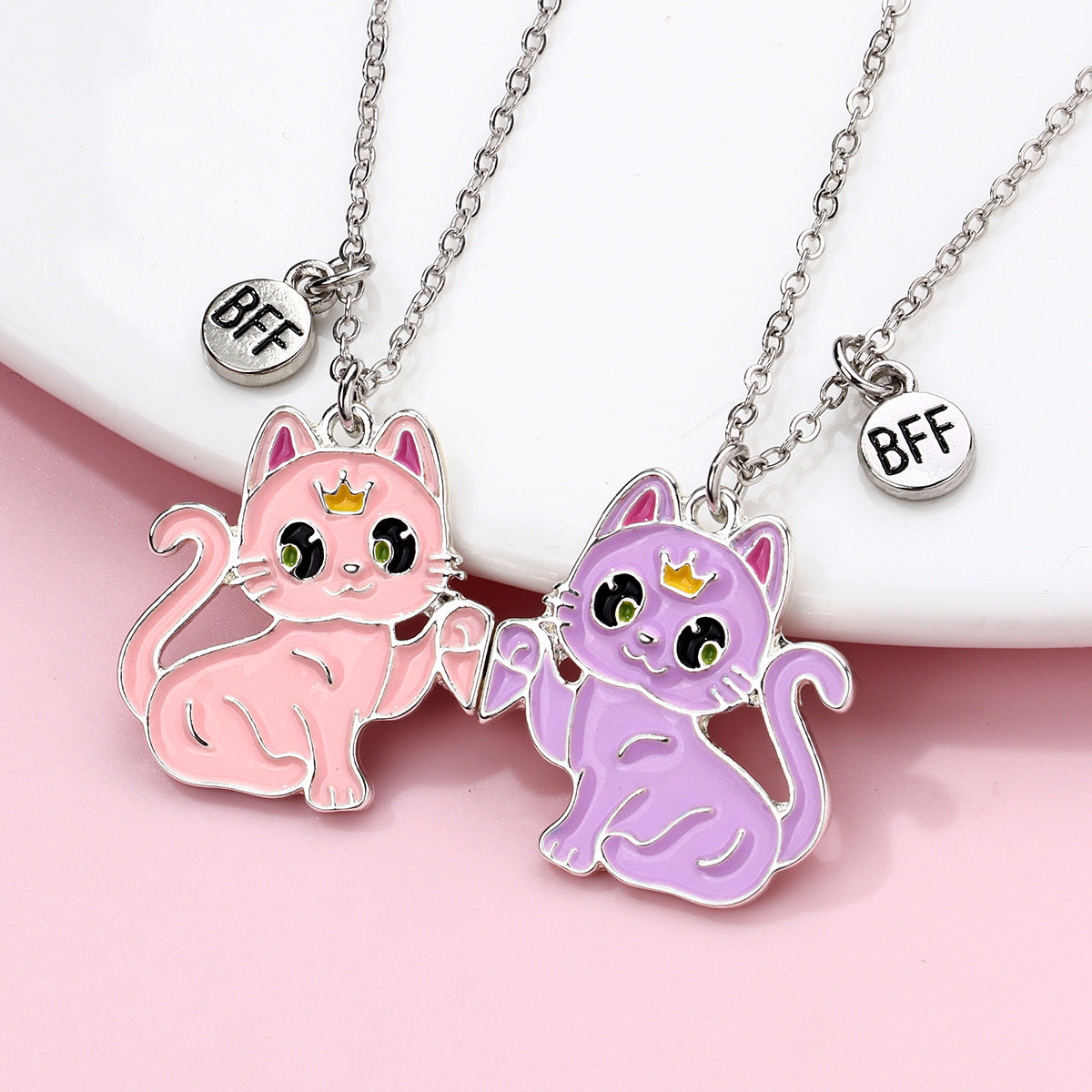 Wholesale children' s magnetic necklace BFF alloy jewelry cartoon girl pendant