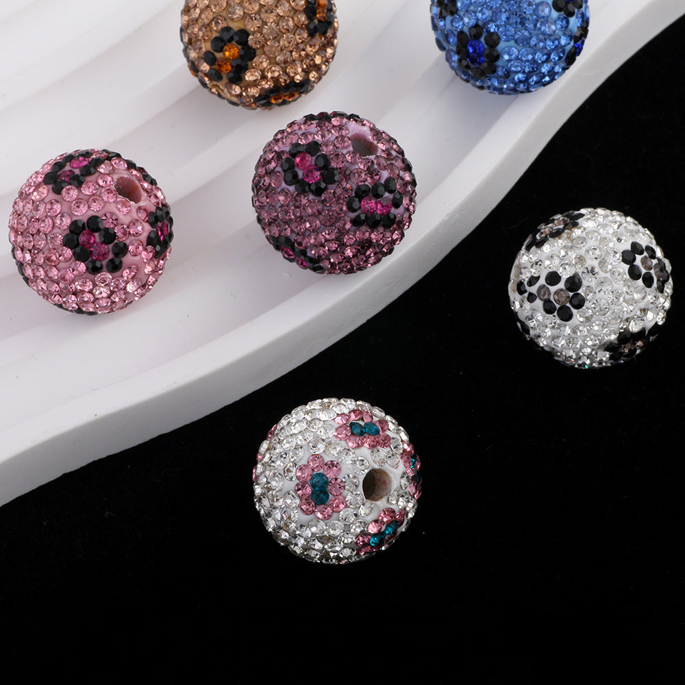 Wholesale 2CM Classic Leopard Print Round Beads with Large Hole,  Polymer Clay Straight Hole Beads,  DIY Phone Keychain Necklace Accessories