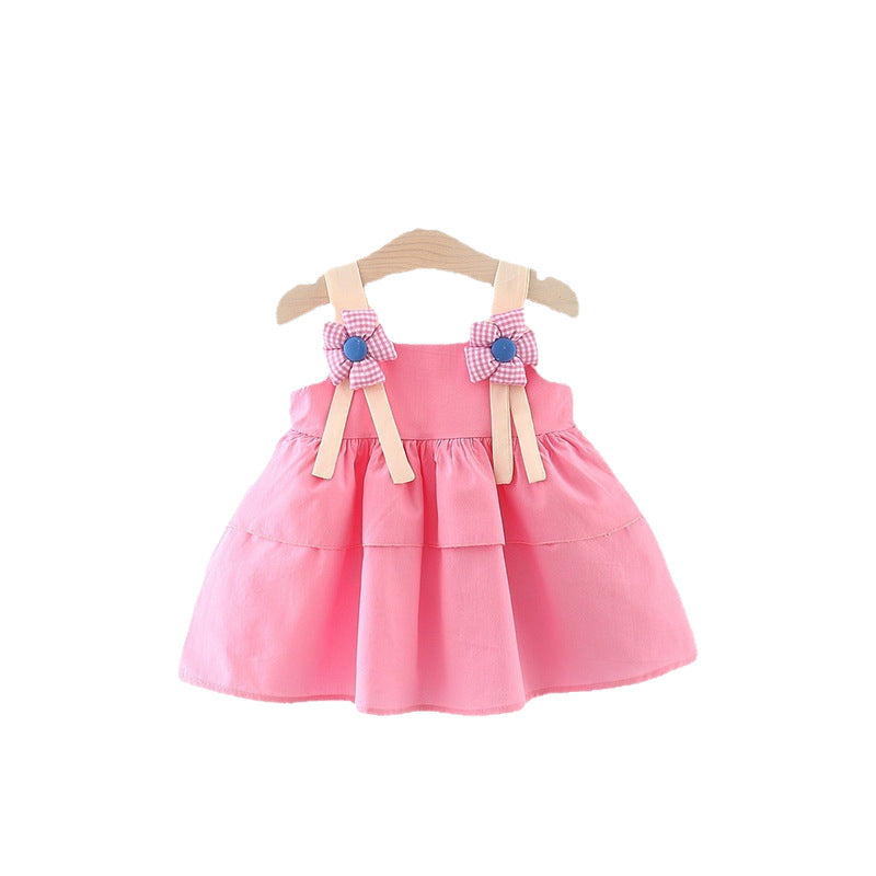 Wholesale Korean Style Summer Baby Girl Suspender Dress Chic Cotton Cake Dress For Toddler Gift Ready