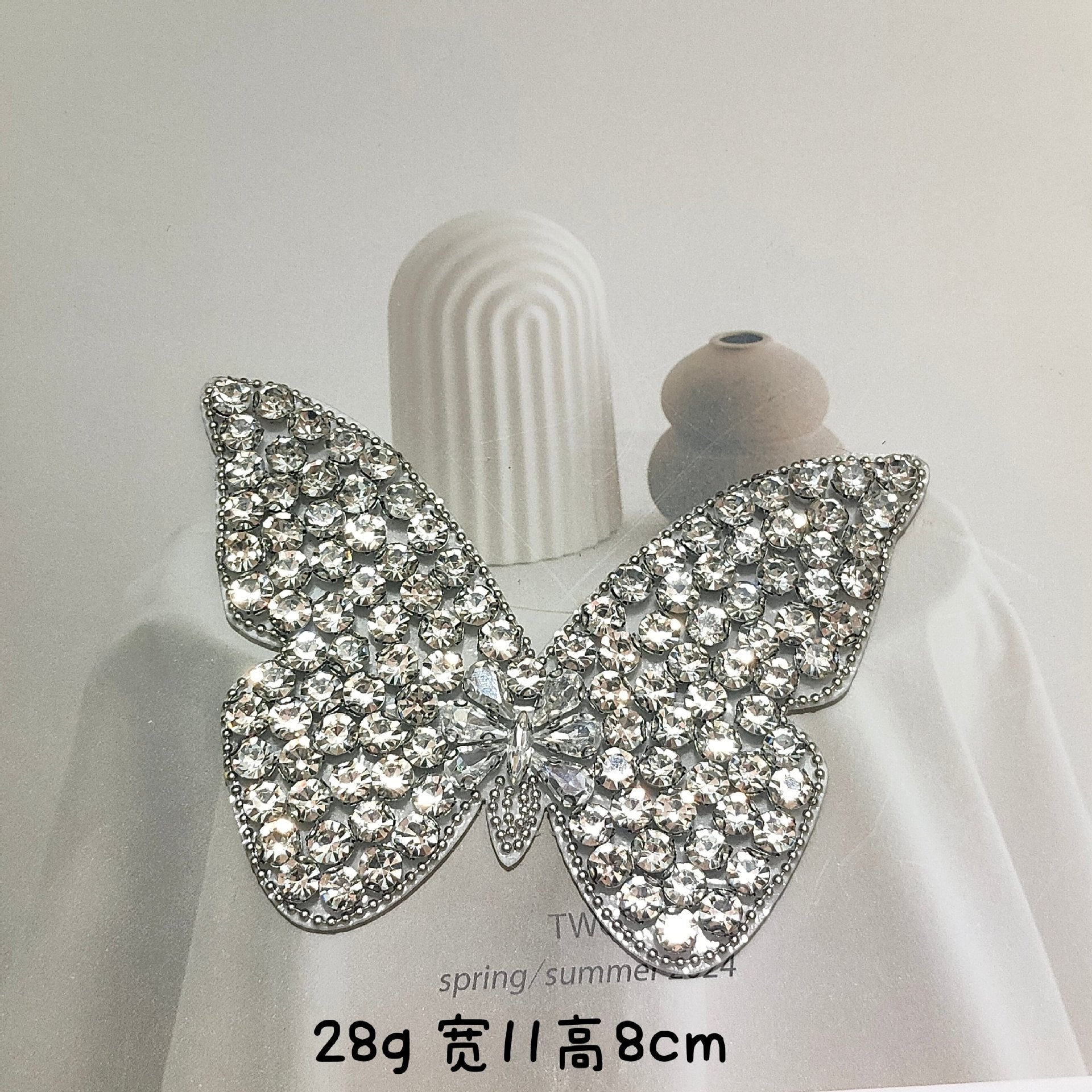 Wholesale 5pcs Diamond Silver Butterfly Double Layer Self Adhesive DIY Patches