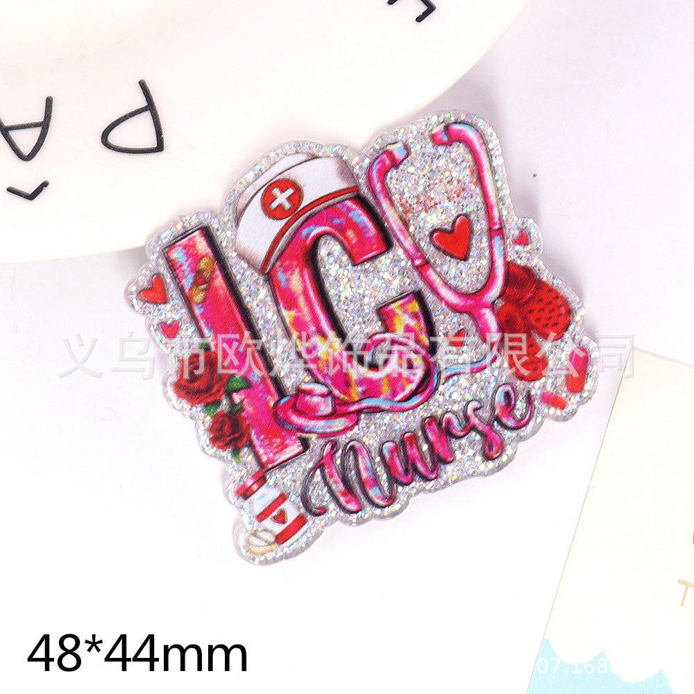Wholesale New loose powder cartoon letters cute jewelry acrylic pin DIY patch accessories