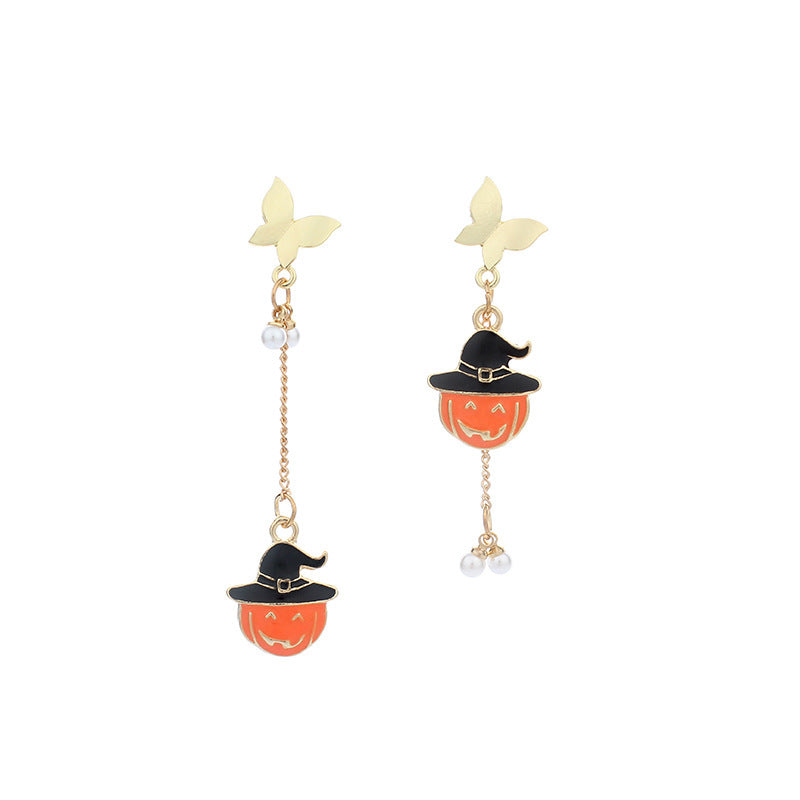 Wholesale Halloween Ghost Drip Oil Heart Alloy Earrings