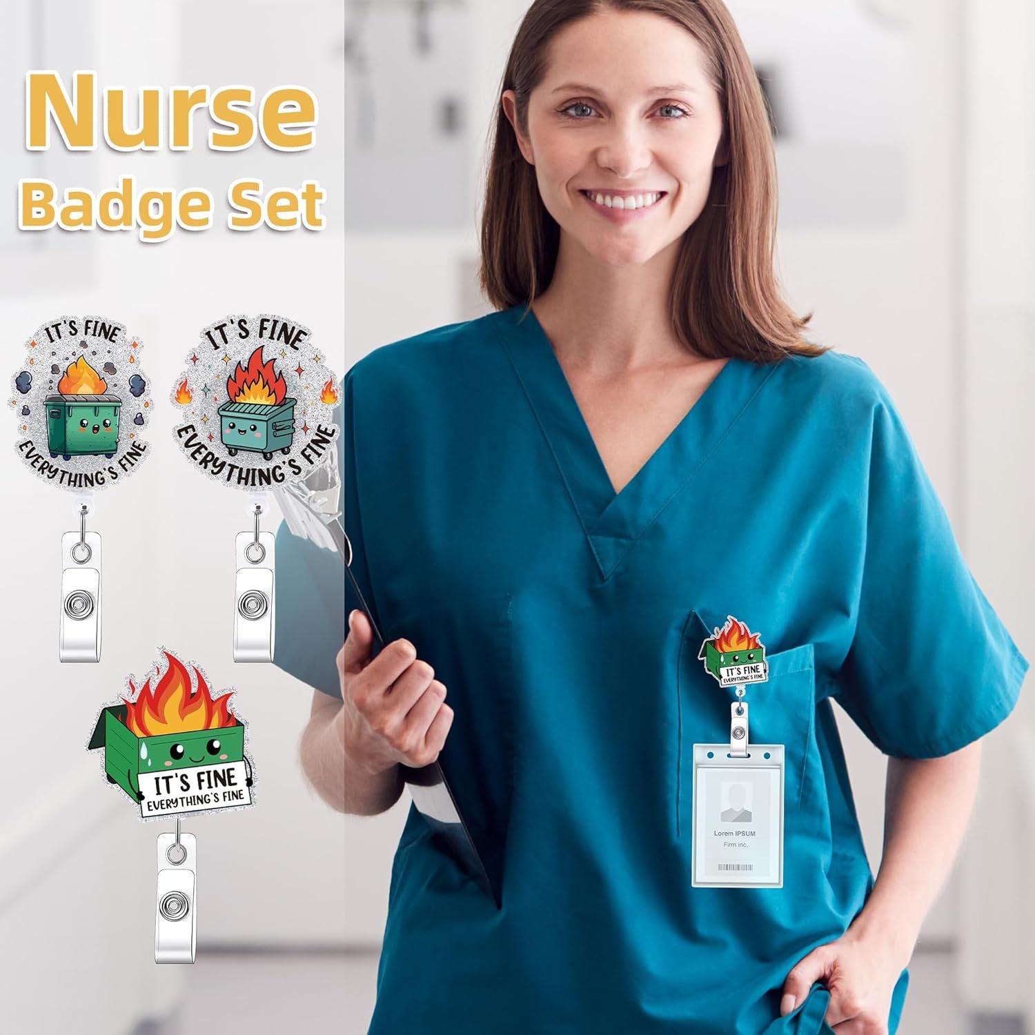 Wholesale Acrylic Nurse Fun Badge Scroll Retractable Badge Reels