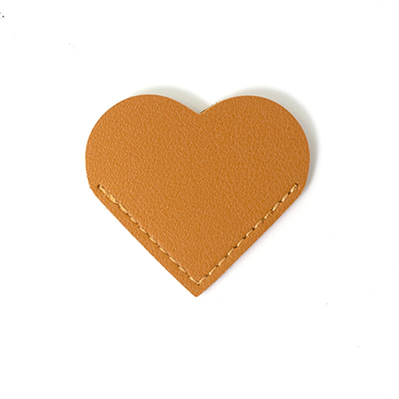 Wholesale Creative Leather Love Pu Simple Portable Book Page Holder Student Gift Heart-shaped Bookmark Book Corner Protective Cover