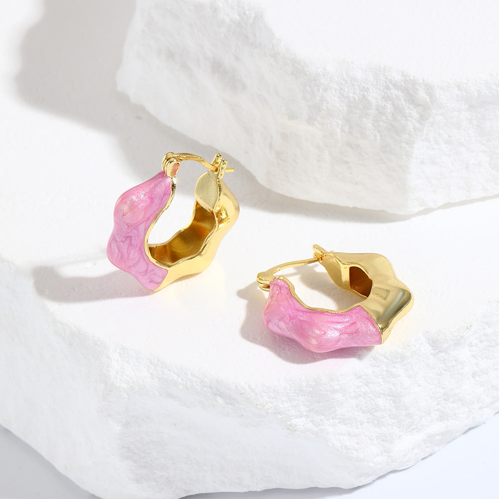 Wholesale Fashion Wavy Colorful Oil Drop Earrings