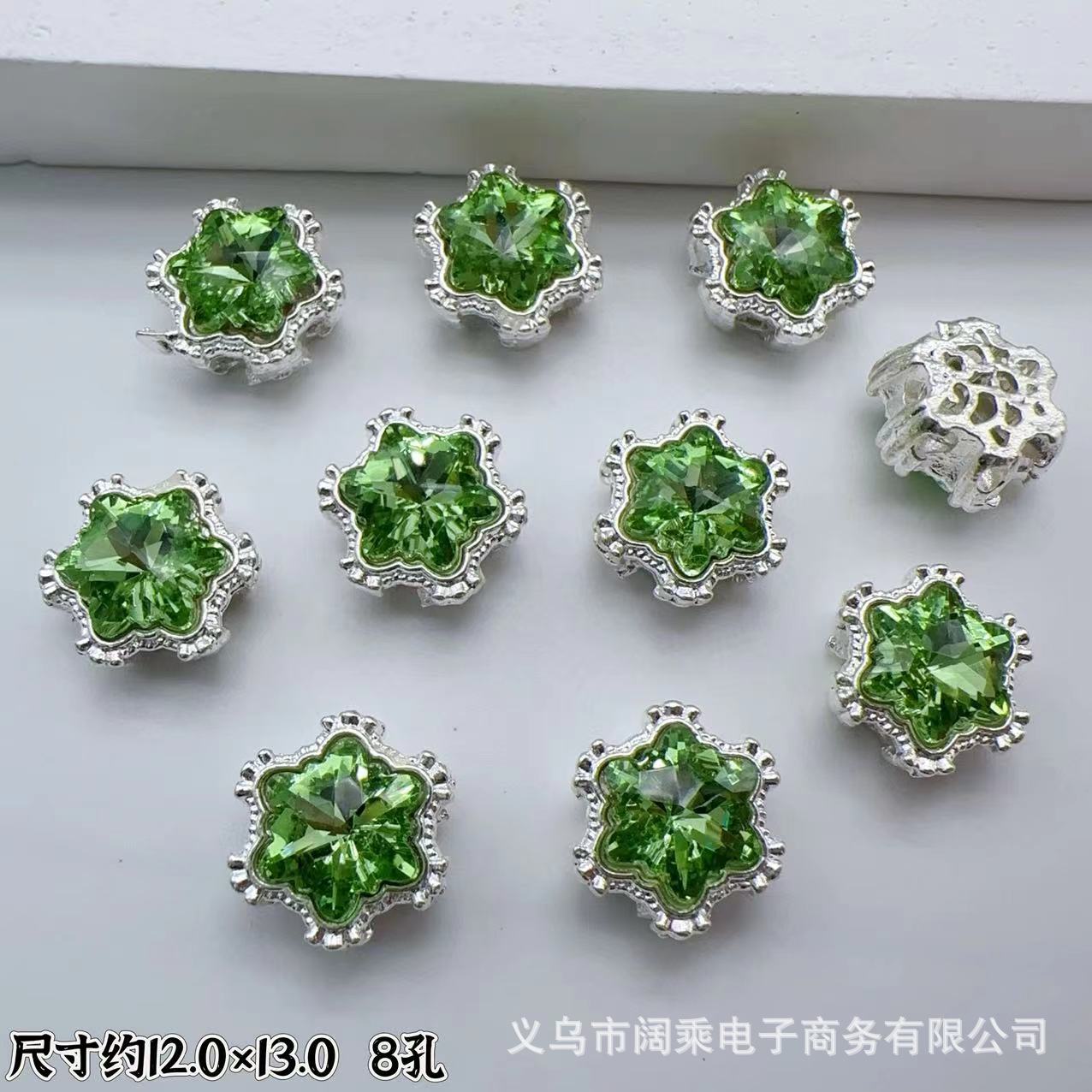 Wholesale 10pcs Multi-Color Eight-Hole Crystal Glass Snowflake Diamond Spacer Beads