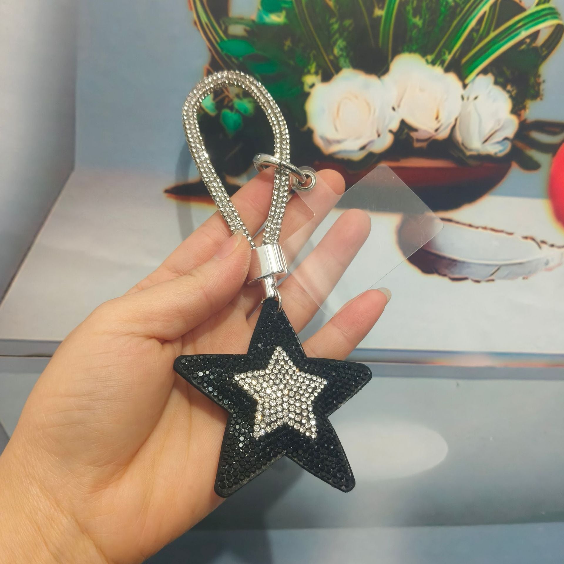Wholesale Colorful cartoon pentagram diamond studded keychain