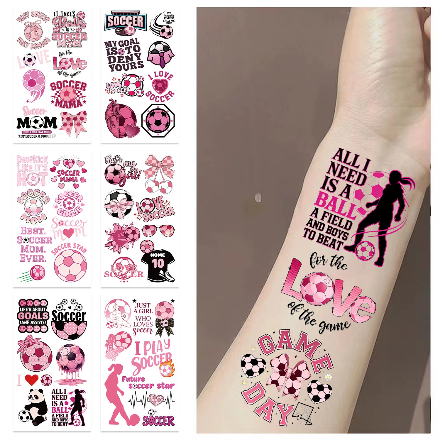 Wholesale 10pcs Children' s Cartoon Pink Football World Cup Tattoo Stickers