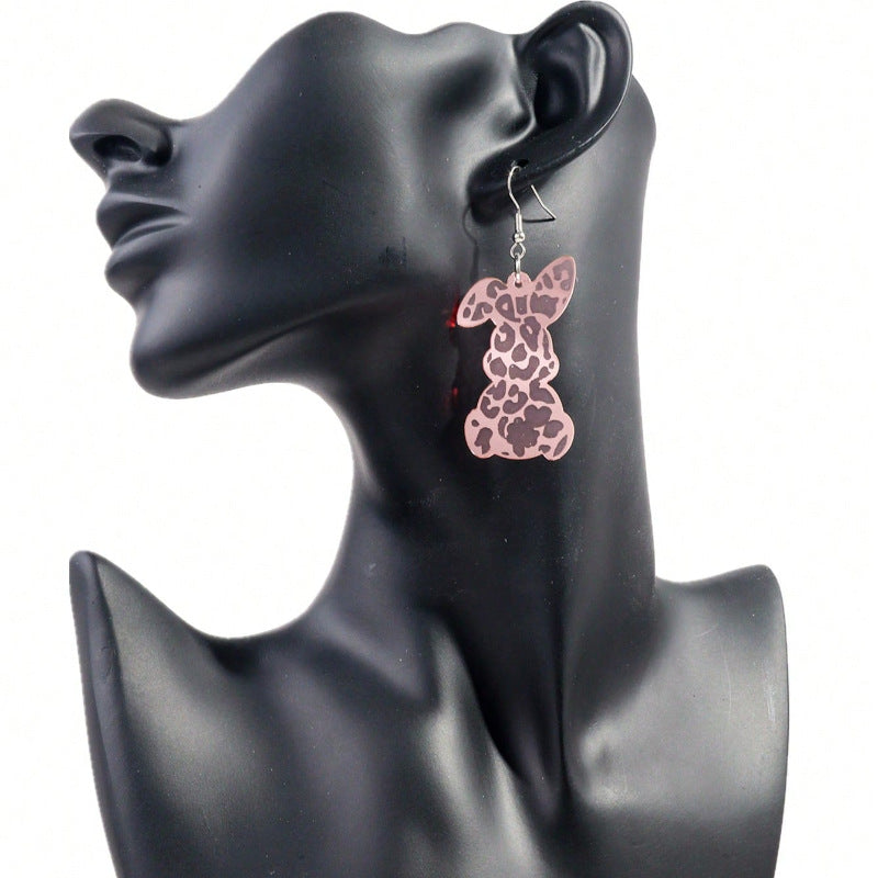 Wholesale Easter Cute Rabbit Peach Heart Acrylic Earrings