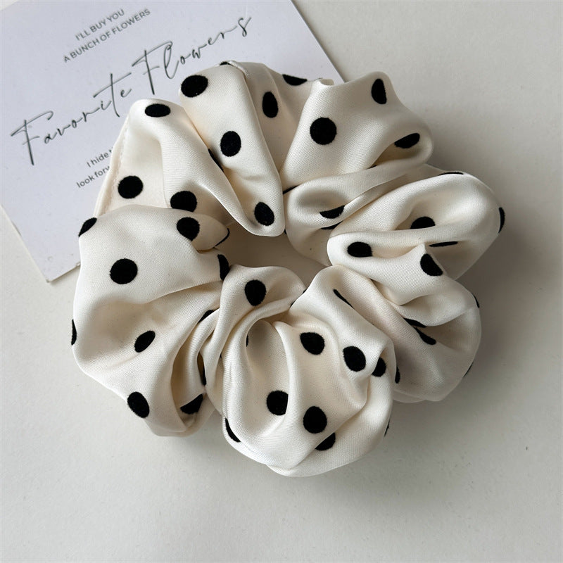 Wholesale Satin polka dot pleated fabric Hair Scrunchies