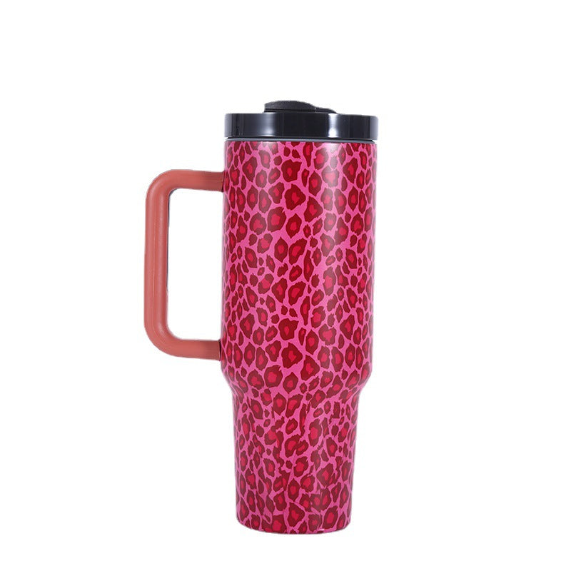 Wholesale Tumbler 40oz Stainless Steel Camouflage Leopard Print Car Portable Straw Thermos Cup Ice Bullies Cup