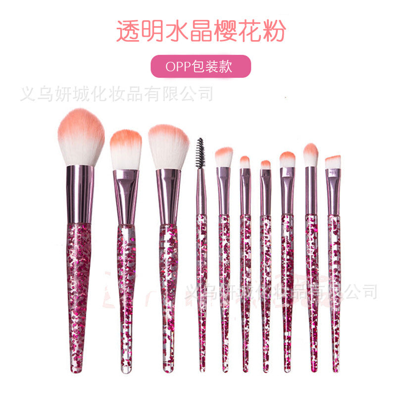 Wholesale 10 Clear Crystal Soft Bristle Makeup Brushes