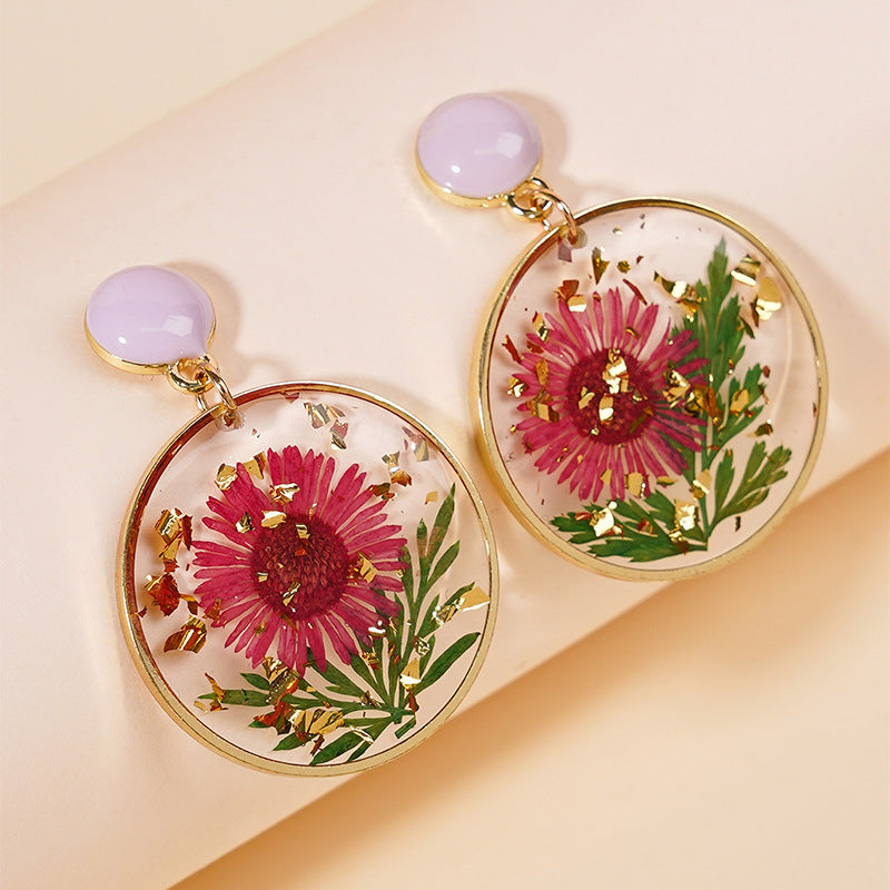 Wholesale Sweet Everlasting Flower Teardrop Earrings