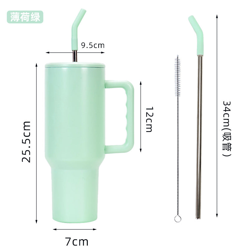 Wholesale 40oz Thermal Sublimation Handle Cup Large Capacity Stainless Steel Straw Ice Cup