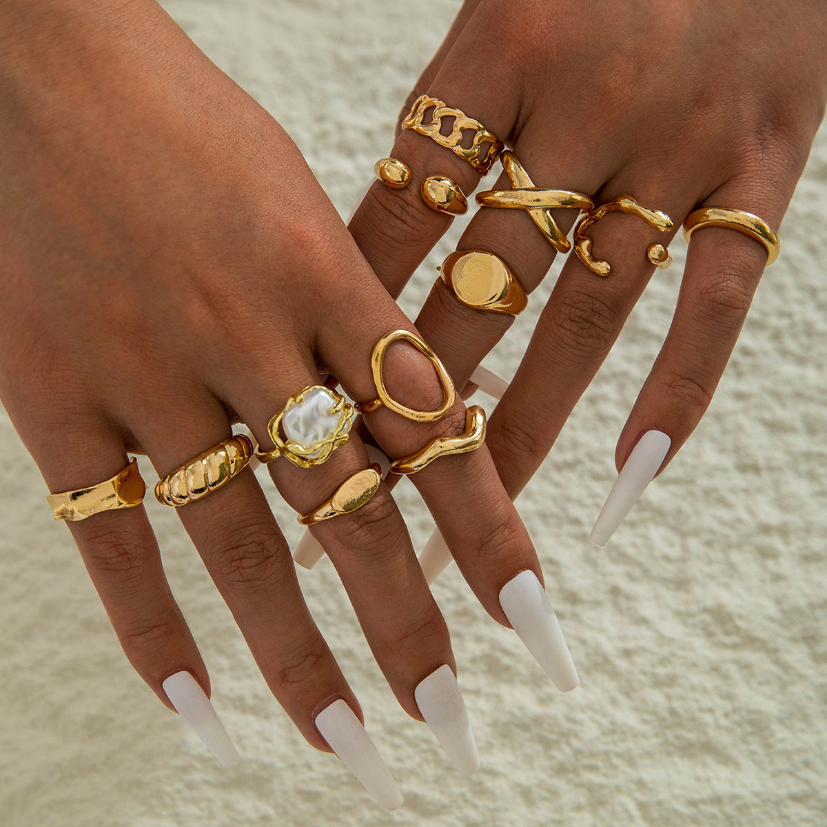 Wholesale Geometric irregular fashion ring set