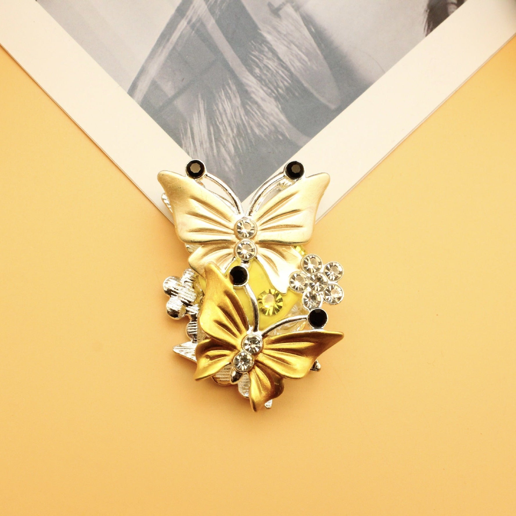 Wholesale Multicolor Double-Sided Rhinestone Butterfly Straight Hole Bead