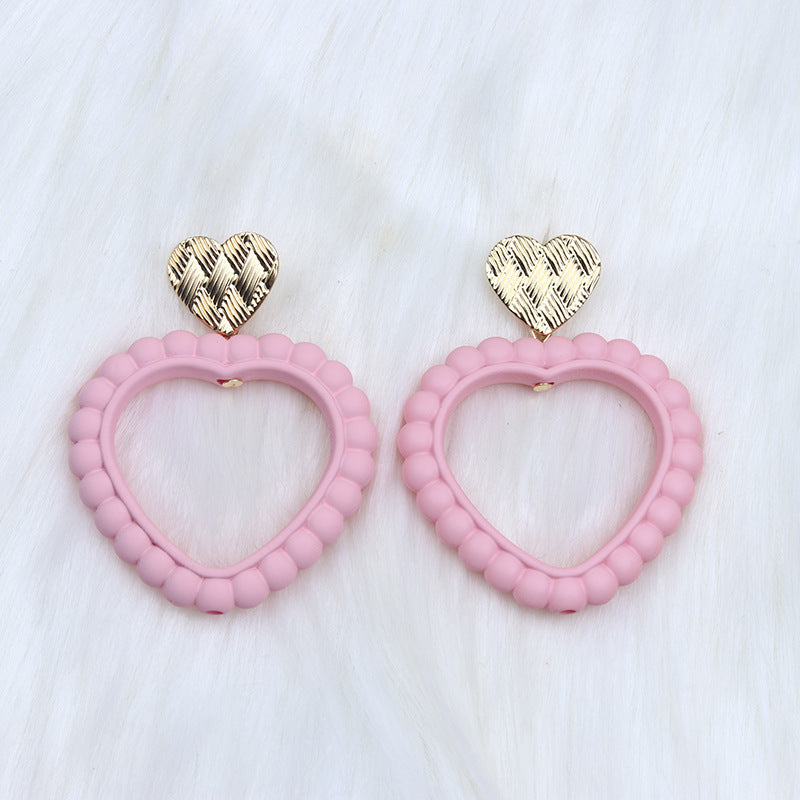 Wholesale Valentine's Day Heart Hollow Acrylic Earrings