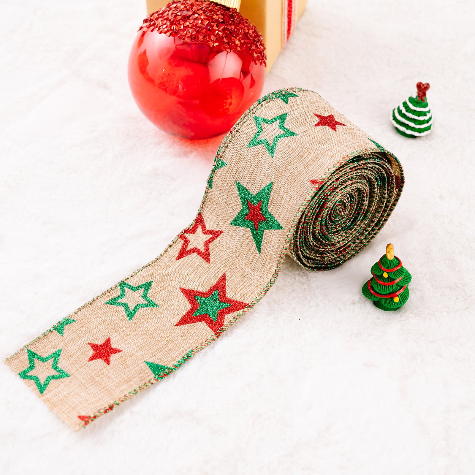 Wholesale Christmas Decorations, Cartoon Stickers, Linen Woven Ribbons