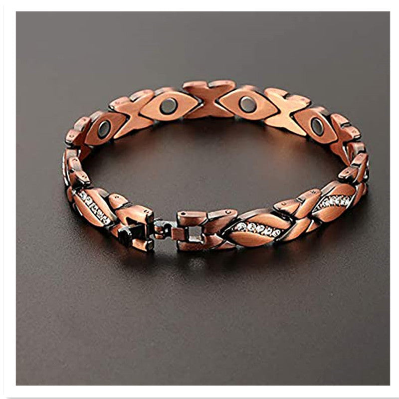Wholesale Magnet Bronze Leaf Brushed Creative Magnetic Bracelet