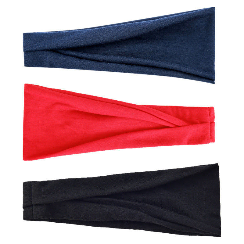 Wholesale Women's Solid Color Yoga Sports Fitness Running Sweat Absorbing Breathable Elastic Jumper Headband