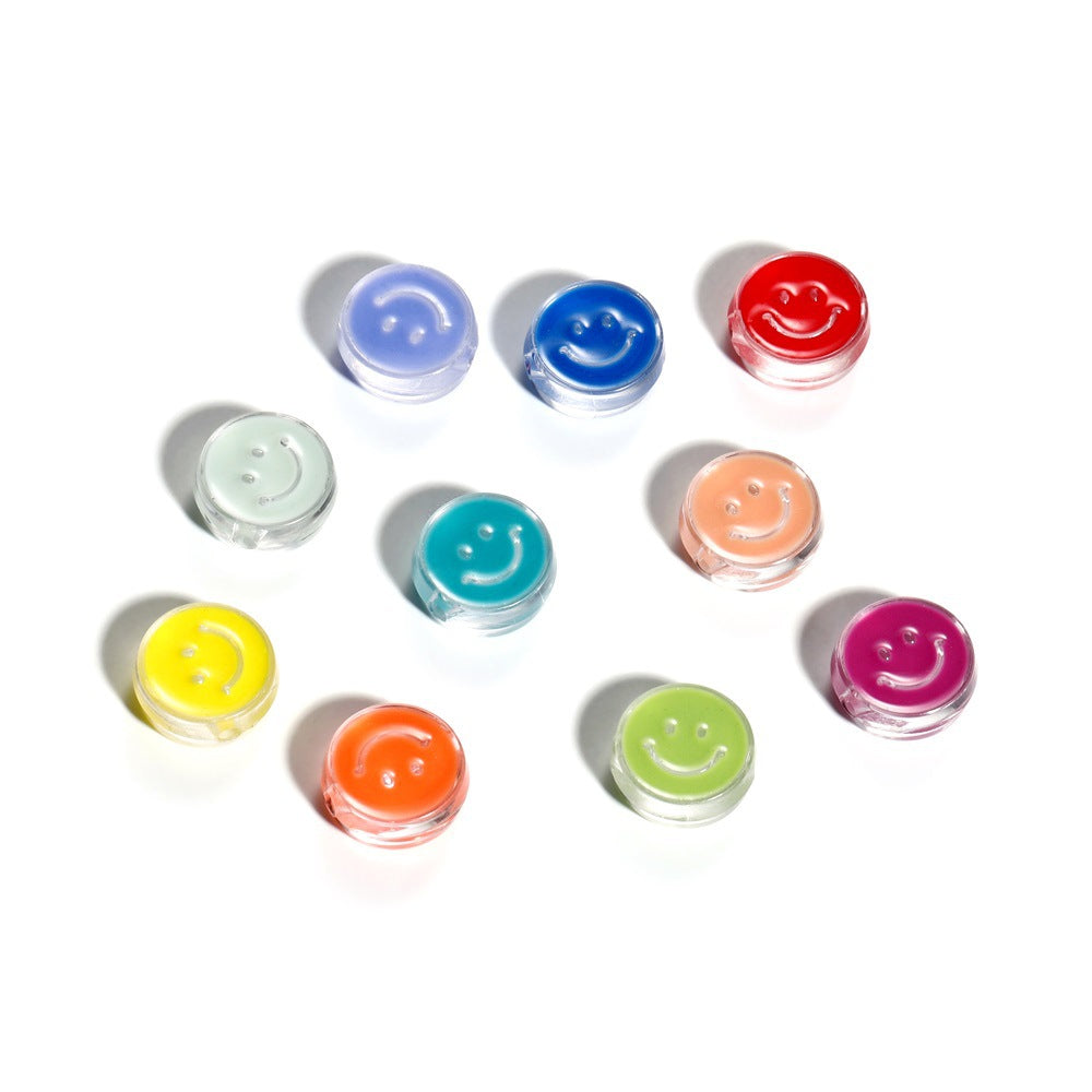 Wholesale 10pcs/pack  Acrylic Drip Oil Round Smile Beads