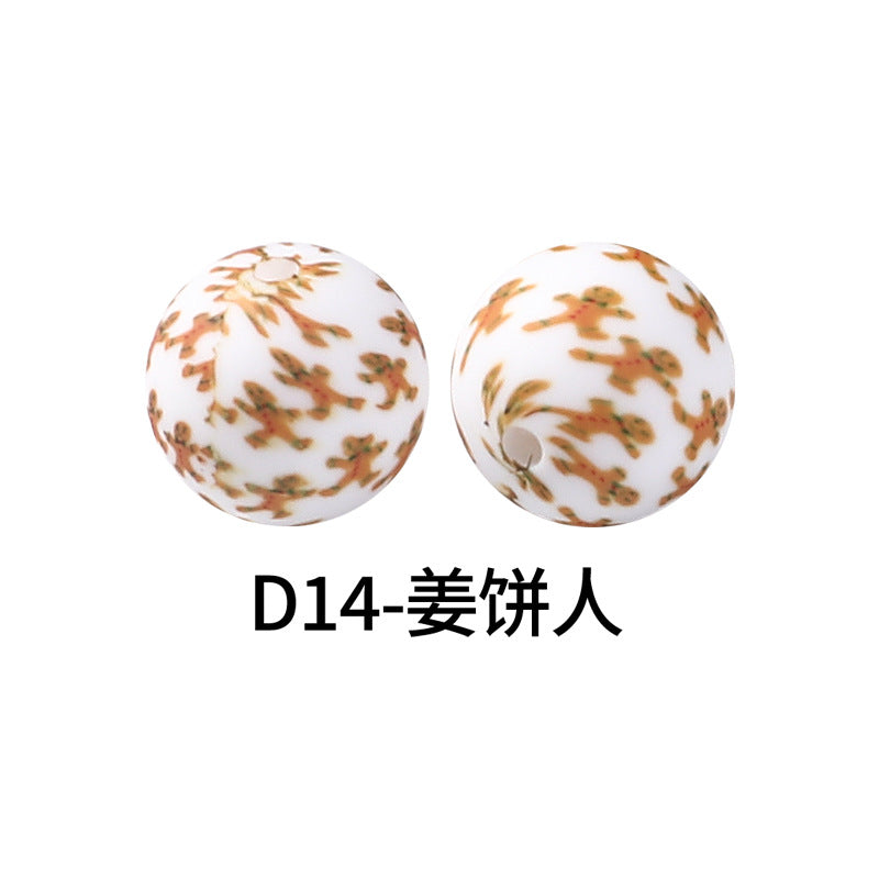 Wholesale 100pcs15mm Leopard Print Water Transfer Round Silicone Beads