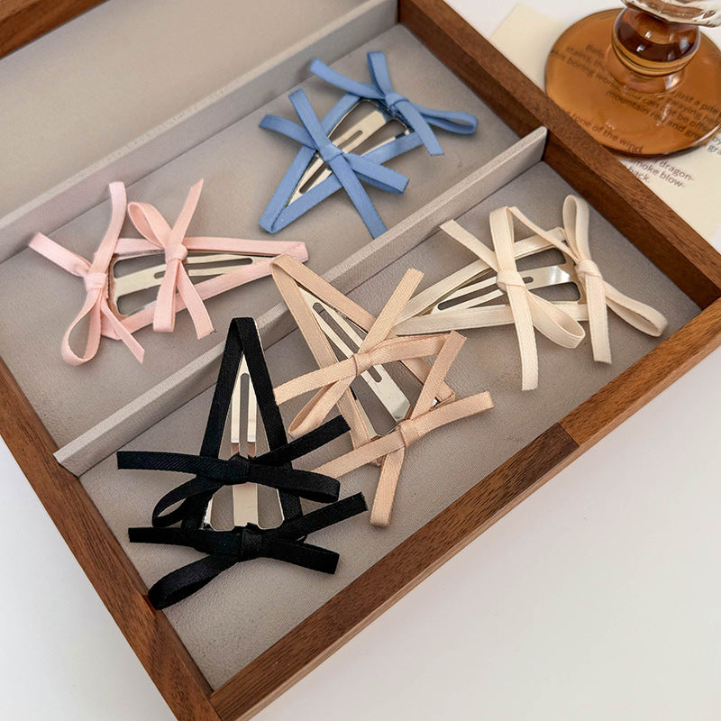 Wholesale Colorful Fabric Ballet Style Ribbon Bow Triangle BB Hair Clip