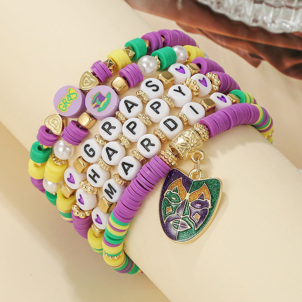 Wholesale Colorful Carnival Polymer Clay Purple Bracelet