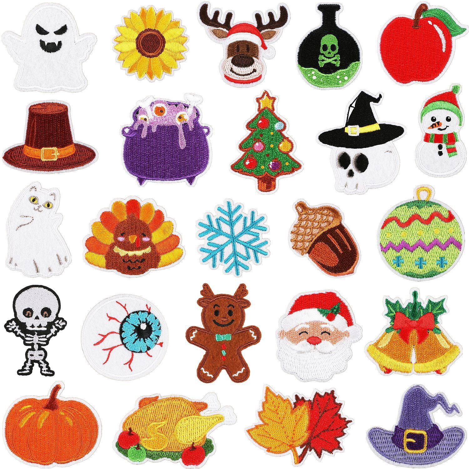 Wholesale Glitter Embroidered  Patch Ghost Skull Witch Cartoon DIY Fashion Accessory For Clothing Party Resale