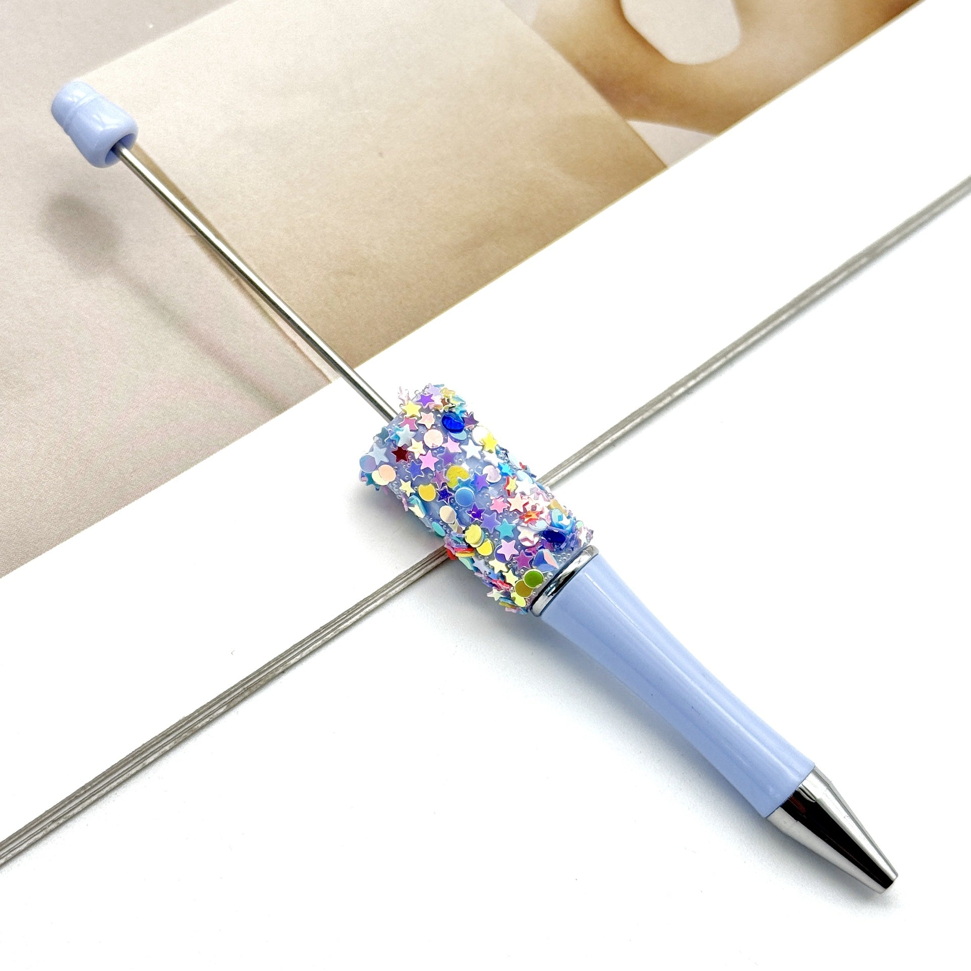 Wholesale DIY Small Star Beaded Pen Shining Sequins Star Ballpoint Pen Handmade Patch Cute Beaded Ballpoint Pen in stock