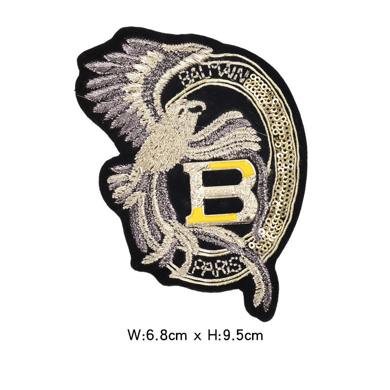 Wholesale Decorative Sequin Embroidered Letter B Patch Royal Blue Felt Base For Towels Clothing DIY Accessory