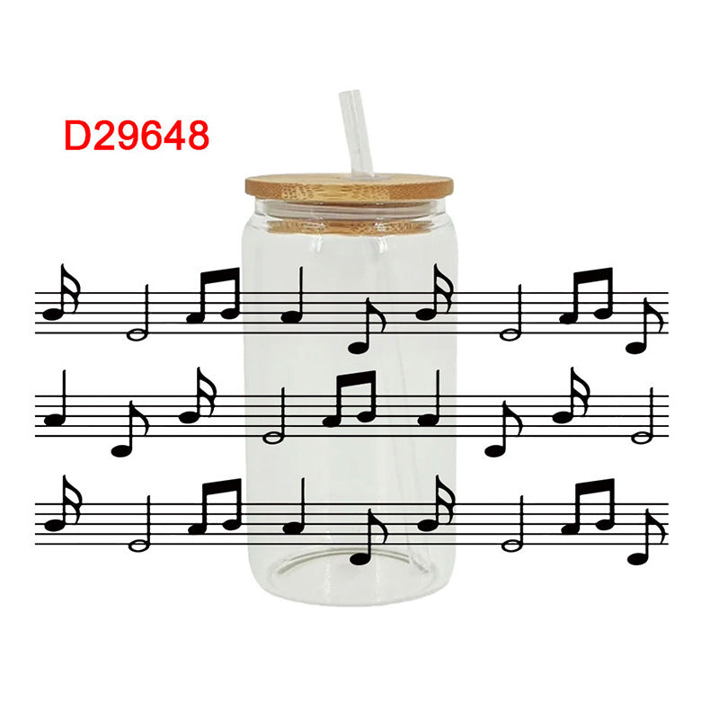 Wholesale Colorful Cartoon Music 16oz Cup UV DTF Wraps