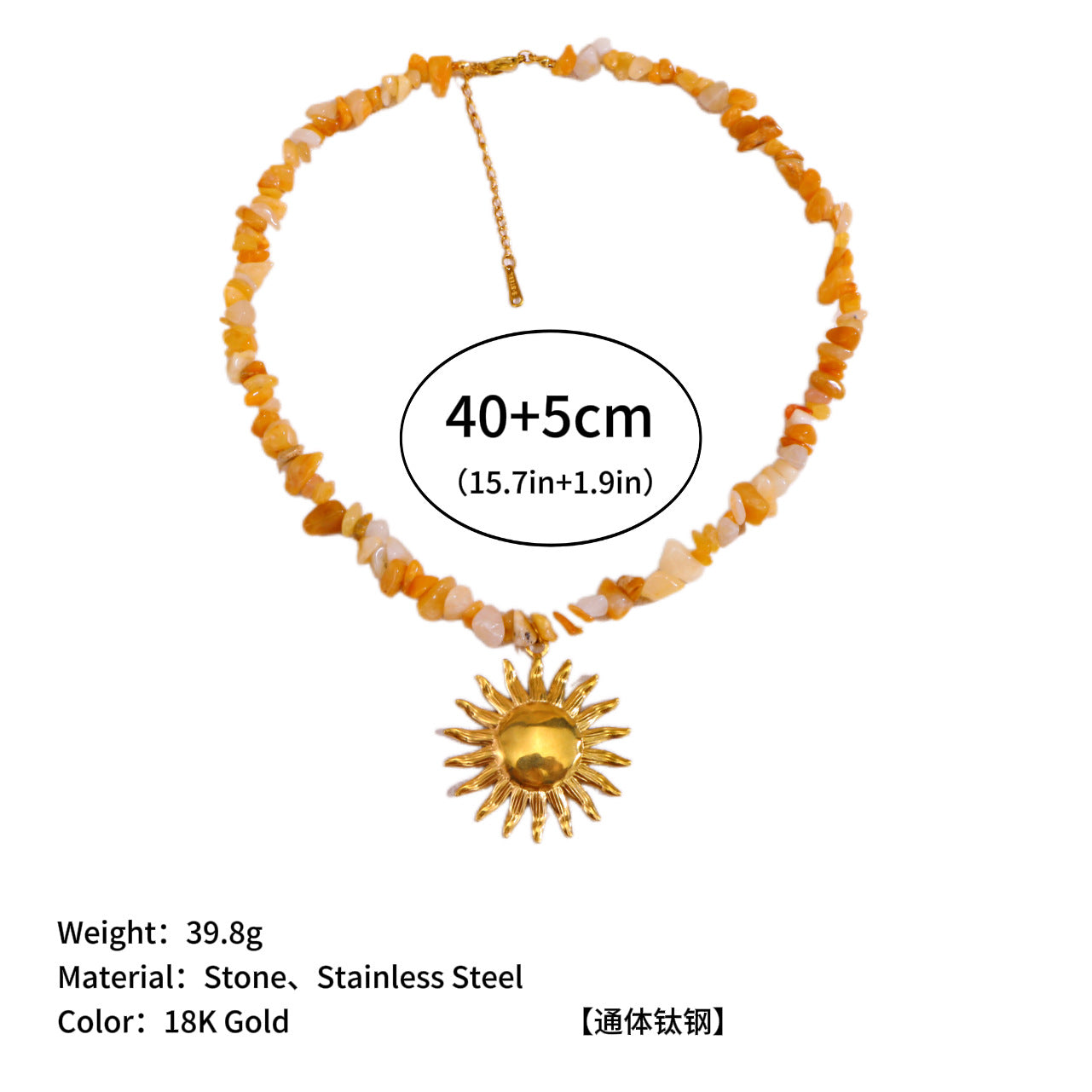 Wholesale Stone Gravel Pillar Necklace Titanium Steel Clavicle Chain